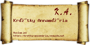Krátky Annamária névjegykártya